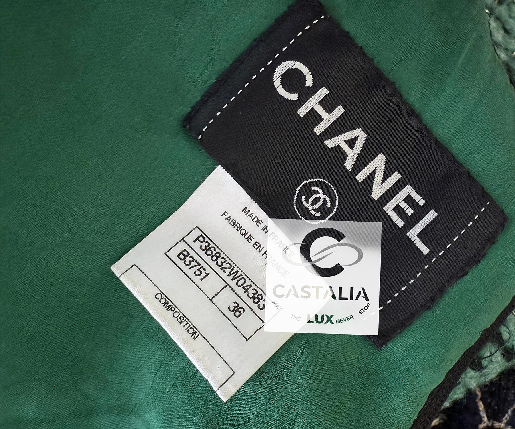 Chanel Collectors Emerald Green Tweed Dress 36 12