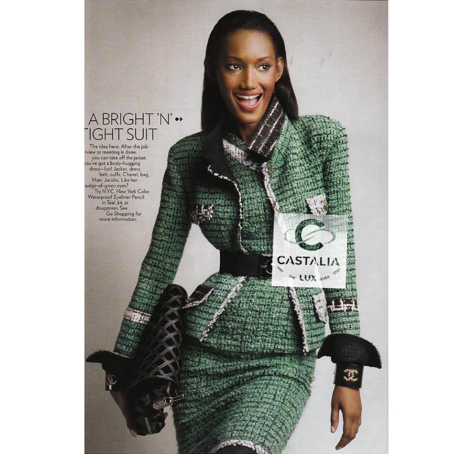 Chanel Collectors Emerald Green Tweed Dress 36 2