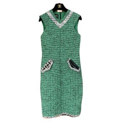 Chanel Collectors Emerald Green Tweed Dress 36