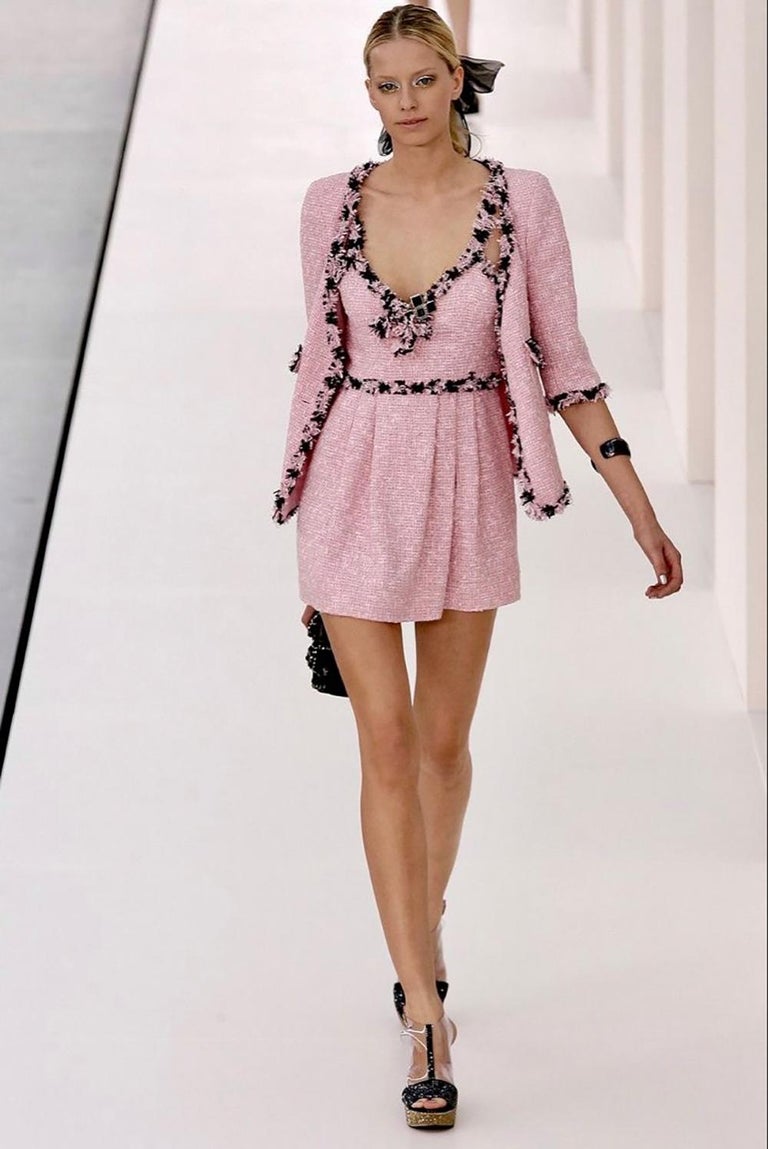 eva longoria pink chanel dress Chanel Eva Longoria Style Famous Pastel Pink Tweed Dress at 1stDibs