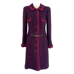 Chanel Collectors Logo Belted Tweed Coat