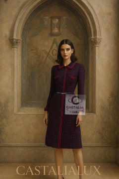 Chanel Collectors Vintage Tweed Coat with Logo Belt 40 FR