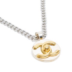 Chanel Collier CC 2 tons 1996 Silver and gold Turnlock Medallion Chain Necklace