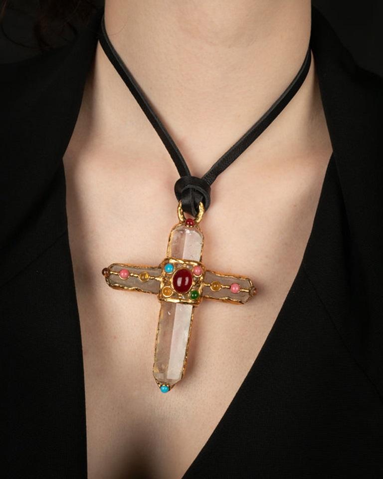 Chanel Collier Cross Necklace, 1993 For Sale 11