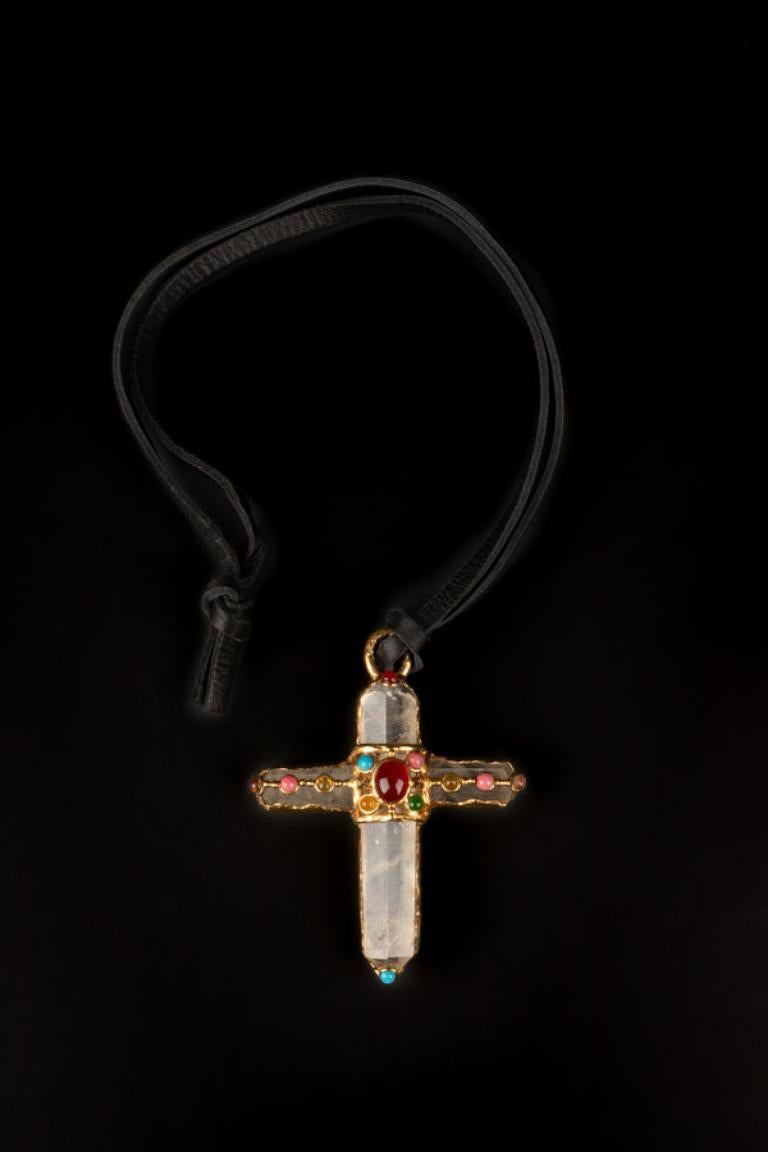 Chanel Collier Cross Necklace, 1993 For Sale 1