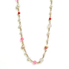 Collier sautoir 2024 rose rayé CC collier de Chanel