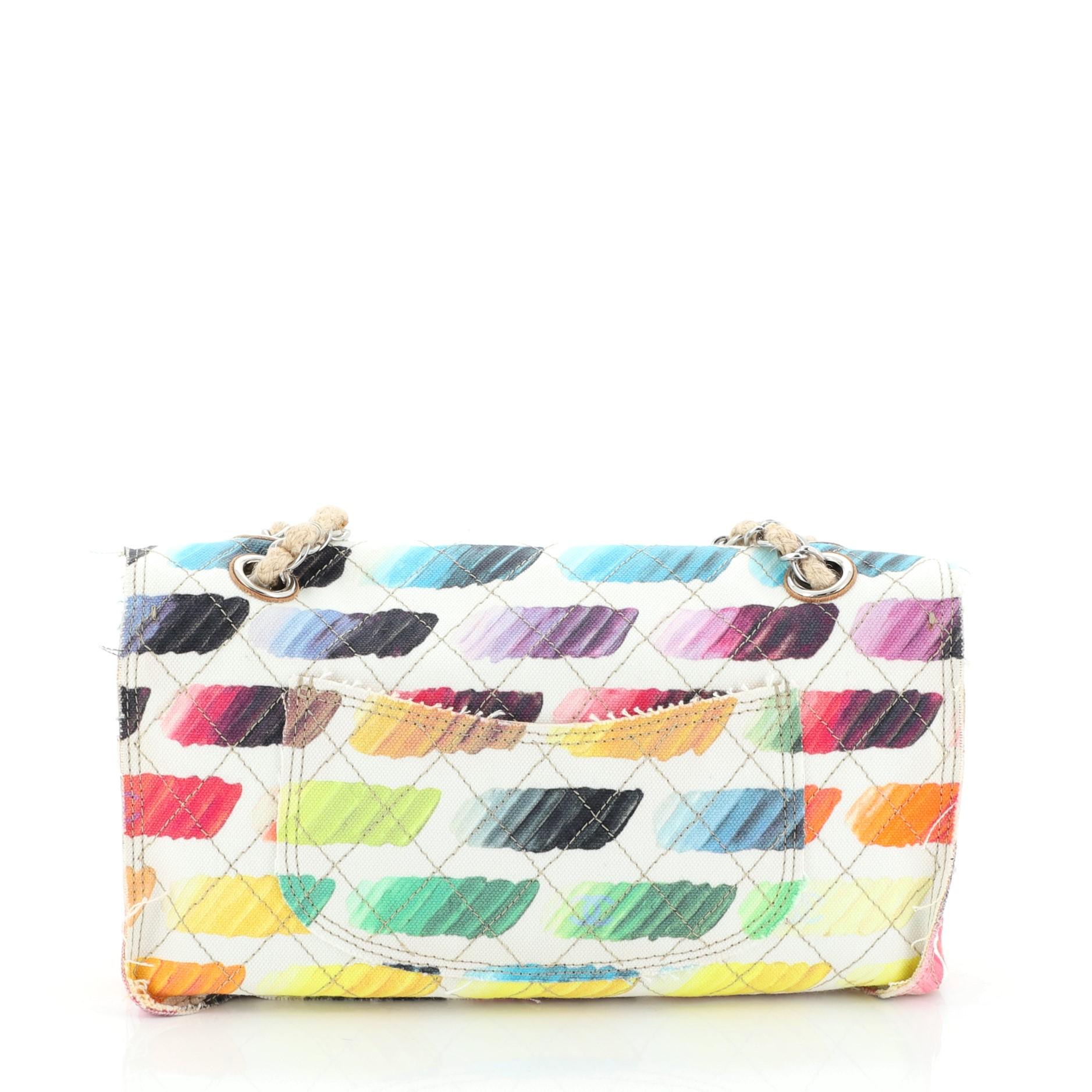 Sac à rabat Chanel Colorama matelassé toile aquarelle medium Bon état à NY, NY