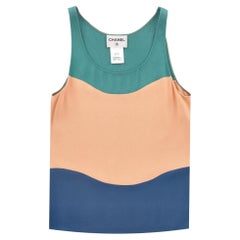 Chanel Colour-Block Top With 'CC' Logo Pearl Buttons