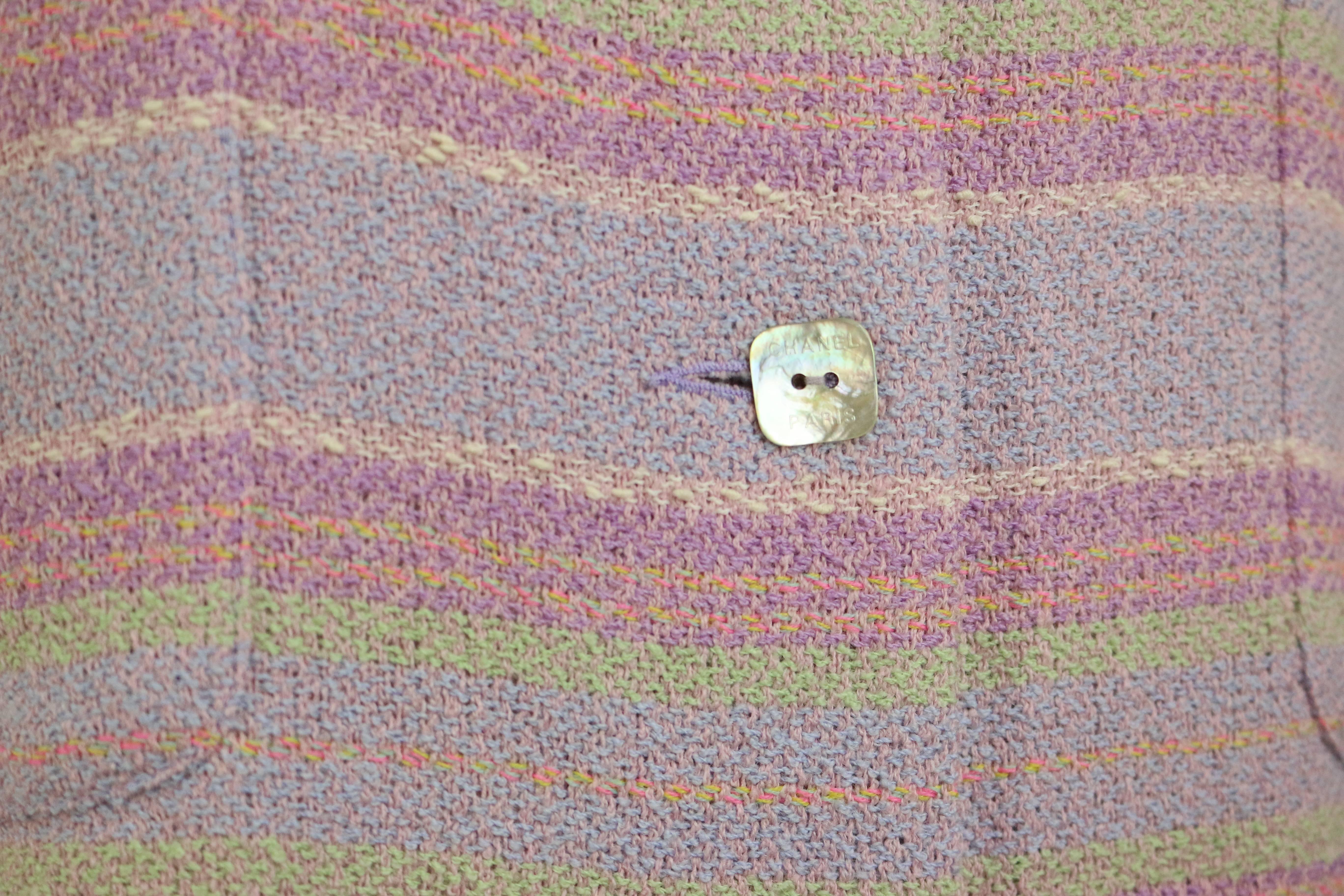 Gray Chanel Coloured Striped Tweed Dress For Sale