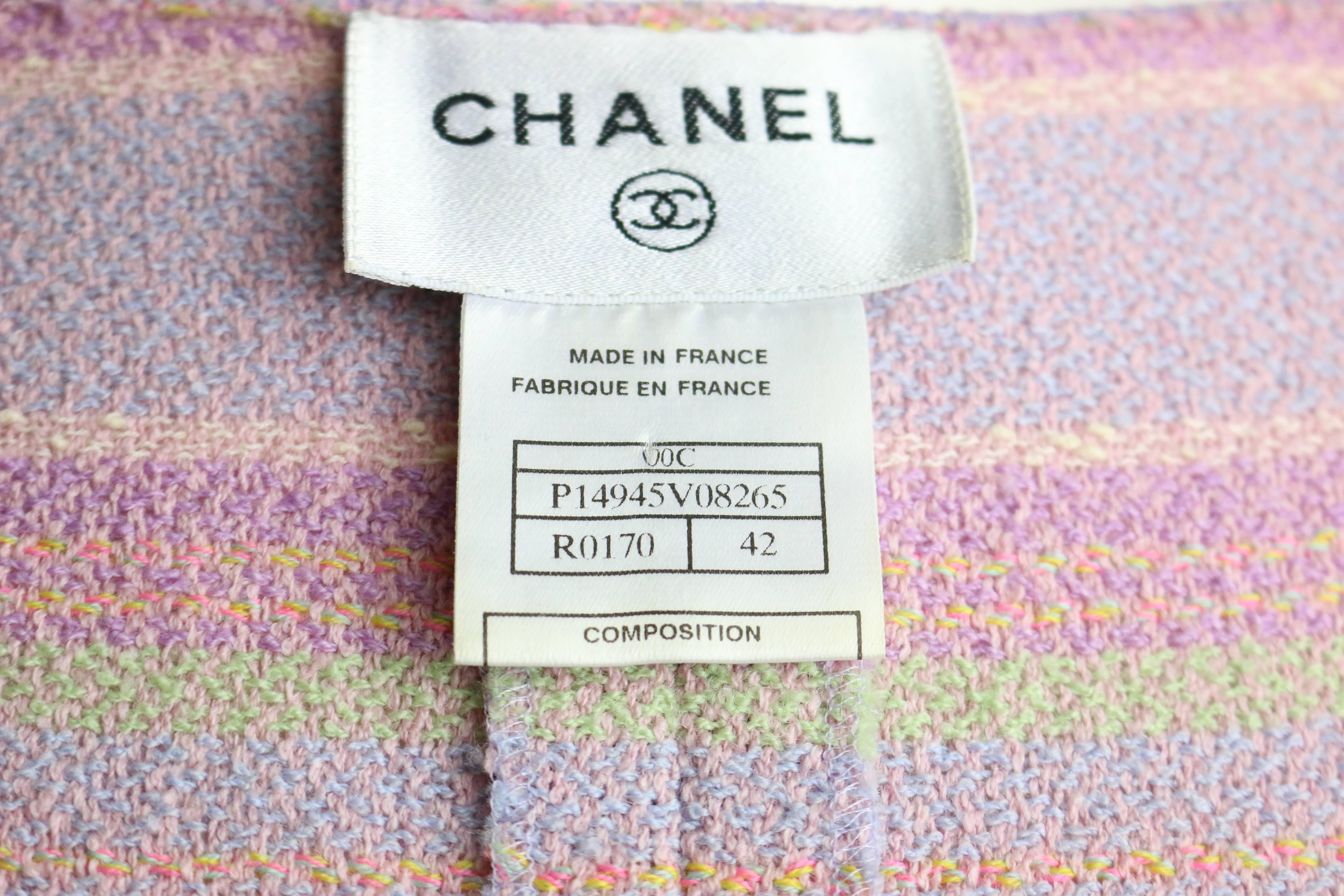Chanel Coloured Striped Tweed Dress For Sale 1