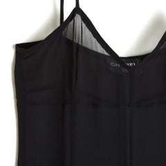 Chanel Combinaison transparent FR38 Black Silk Sheer Crepe Jumpsuit UK10 US8