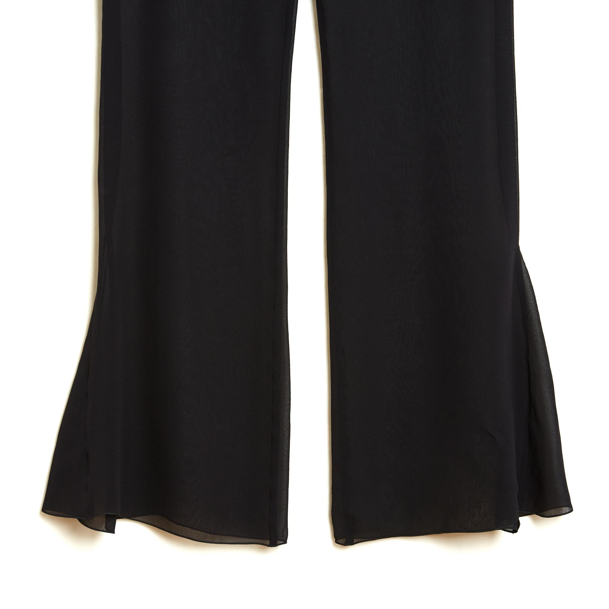 da uomo o donna Chanel Combinaison trasparente FR38 Tuta in crêpe di seta nera UK10 US8 in vendita