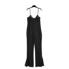 Chanel Combinaison transparent FR38 Black Silk Sheer Crepe Jumpsuit UK10 US8