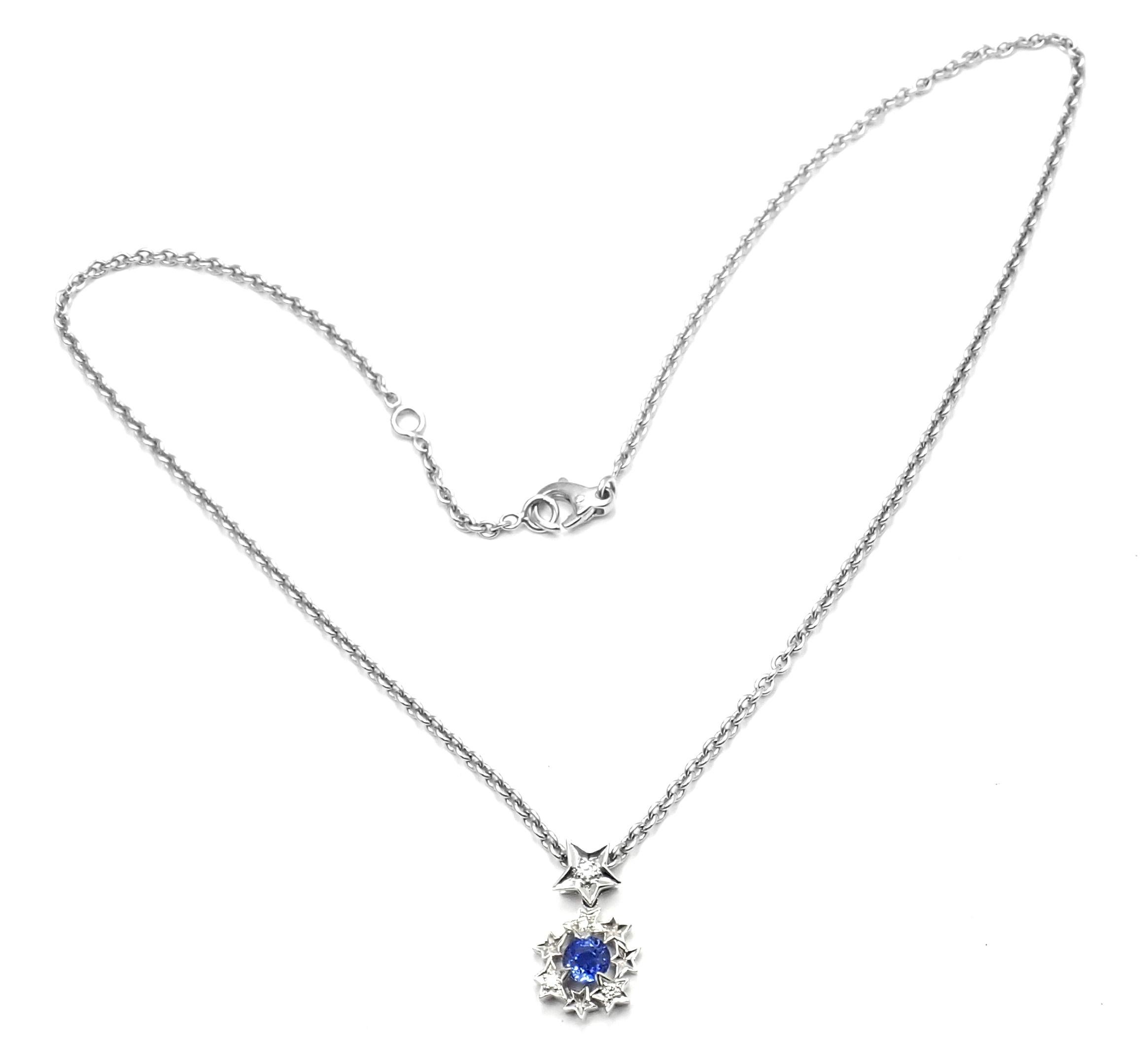 Chanel Comet Star Diamond Sapphire White Gold Pendant Necklace 3