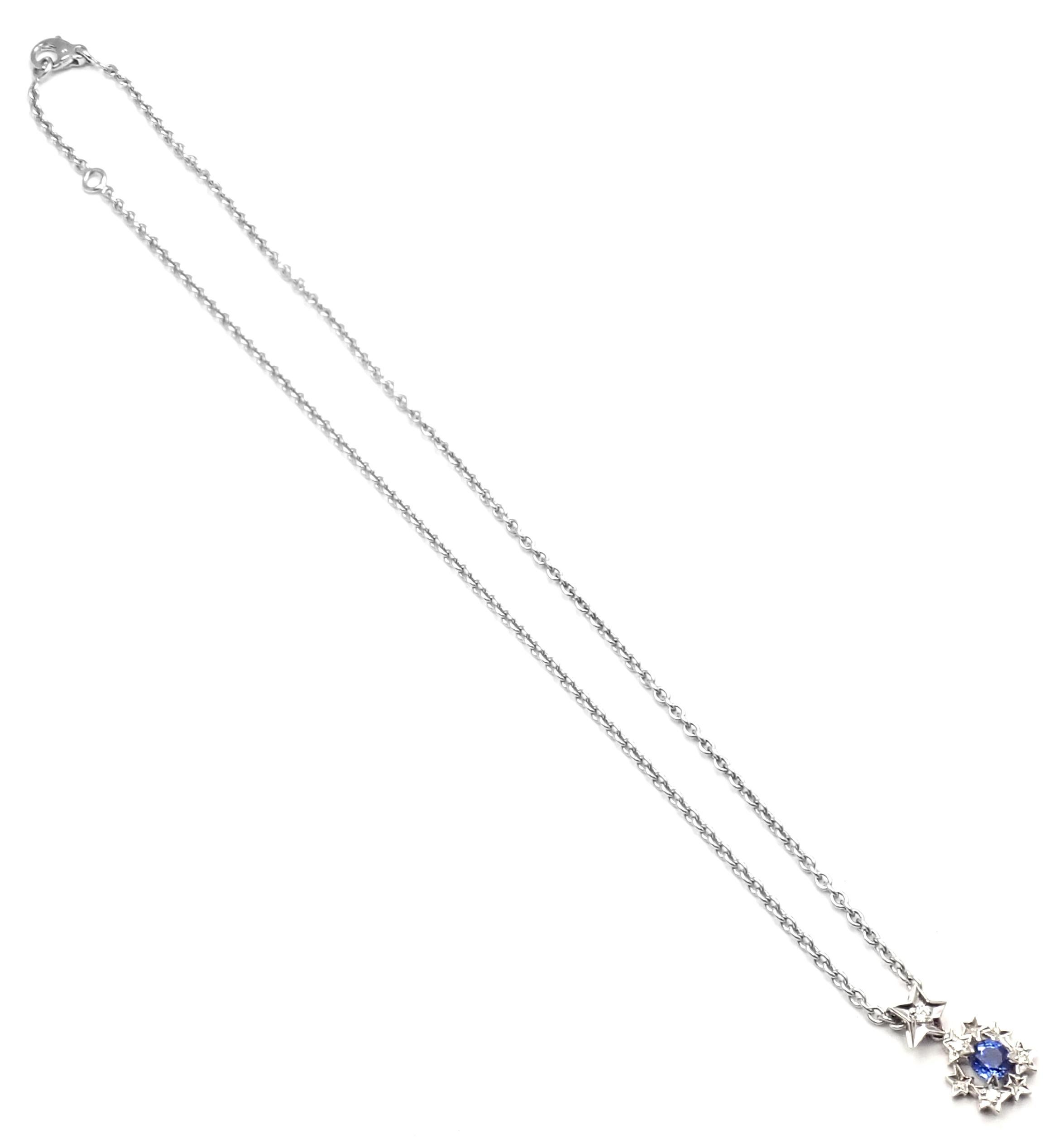 Chanel Comet Star Diamond Sapphire White Gold Pendant Necklace 1