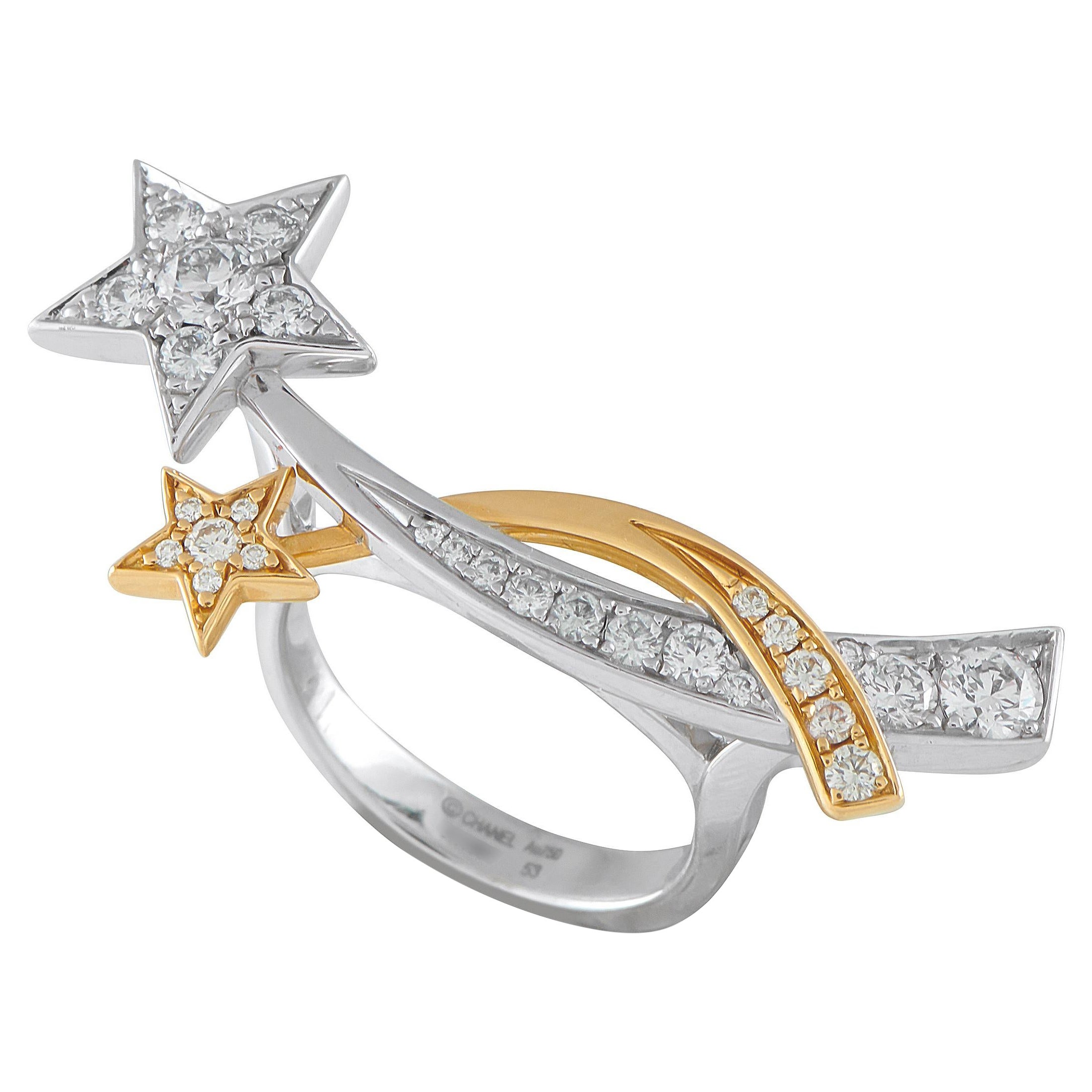 Chanel Comete 18K White and Yellow Gold 1.06ct Diamond Ring en vente