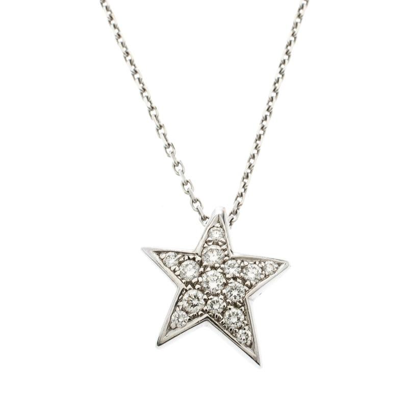Contemporary Chanel Comete 18k White Gold And Diamonds Star Necklace