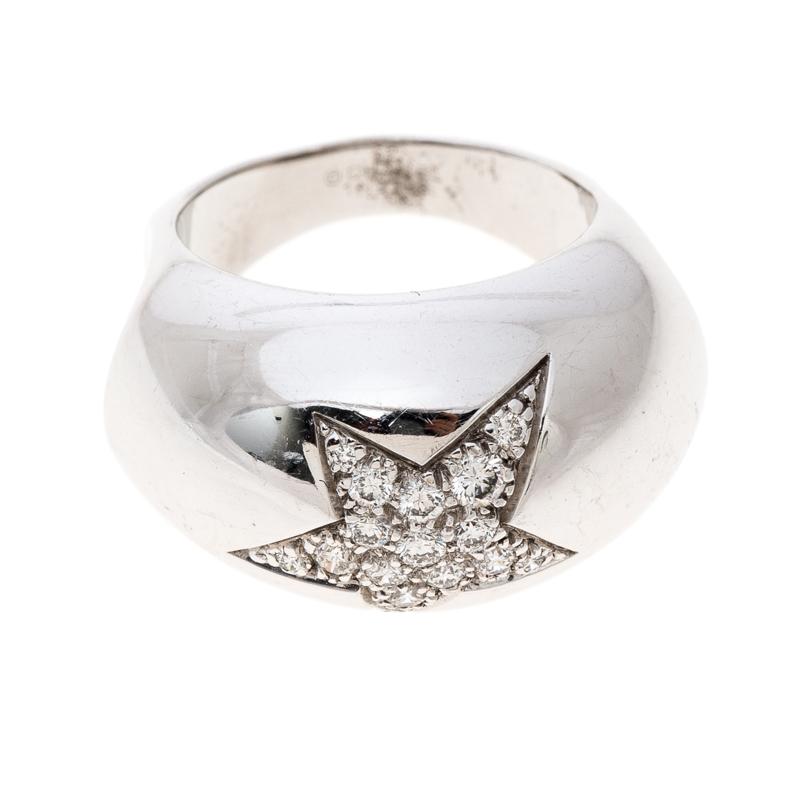 Women's Chanel Comète Boule Diamond 18K White Gold Ring