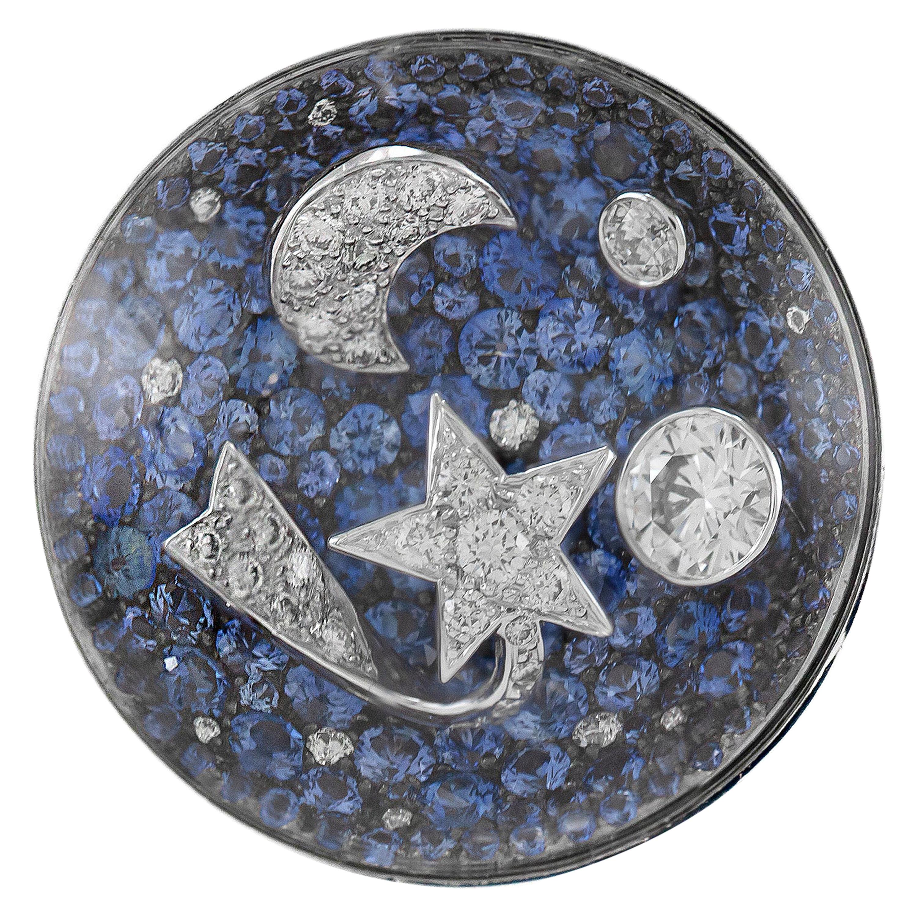 The 2011 diamond and sapphire Bulle de Ciel ring, offered by Eric Originals and Antiques LTD, depicting a starry night sky