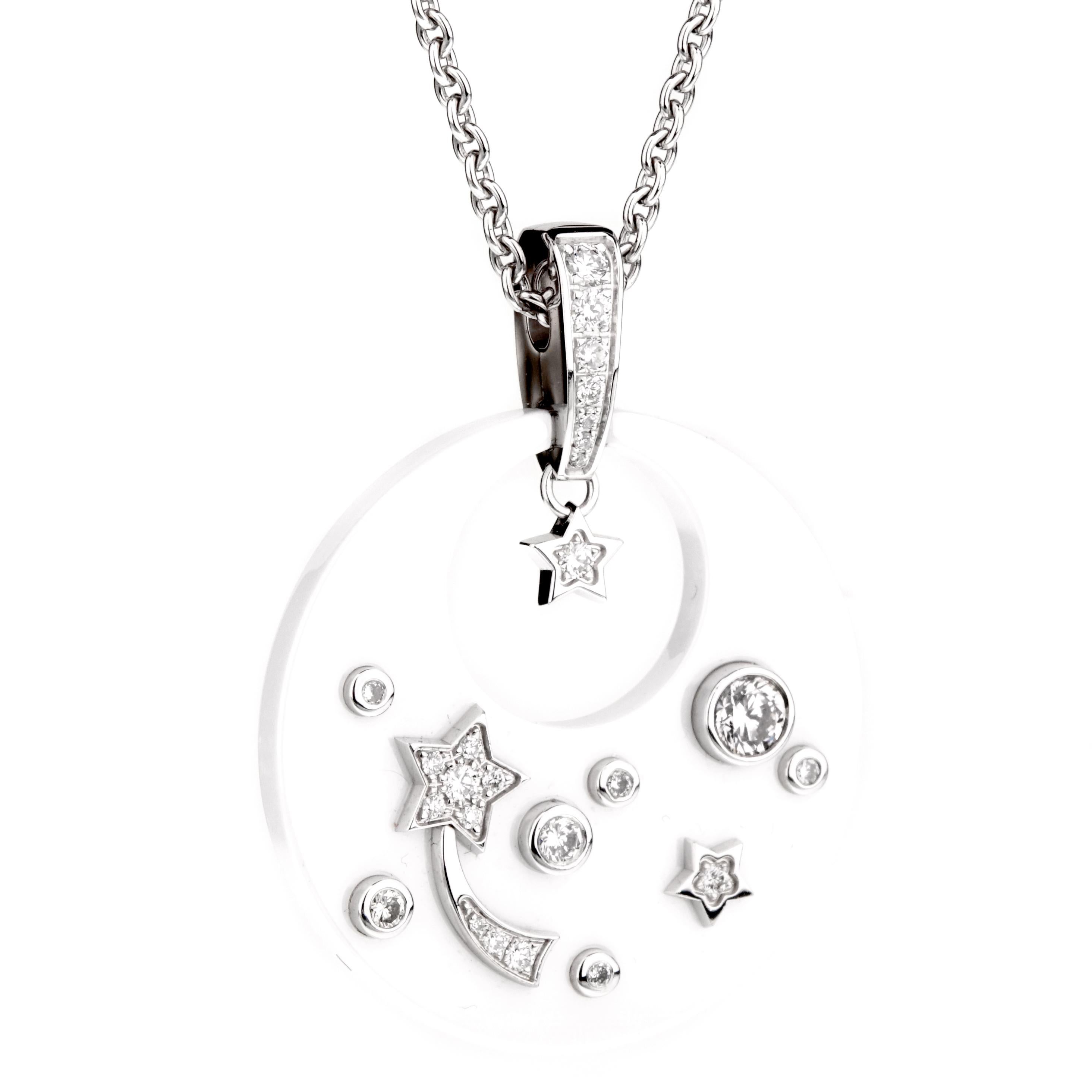 Chanel Collier en or blanc avec diamants et céramique en forme de comète Pour femmes en vente