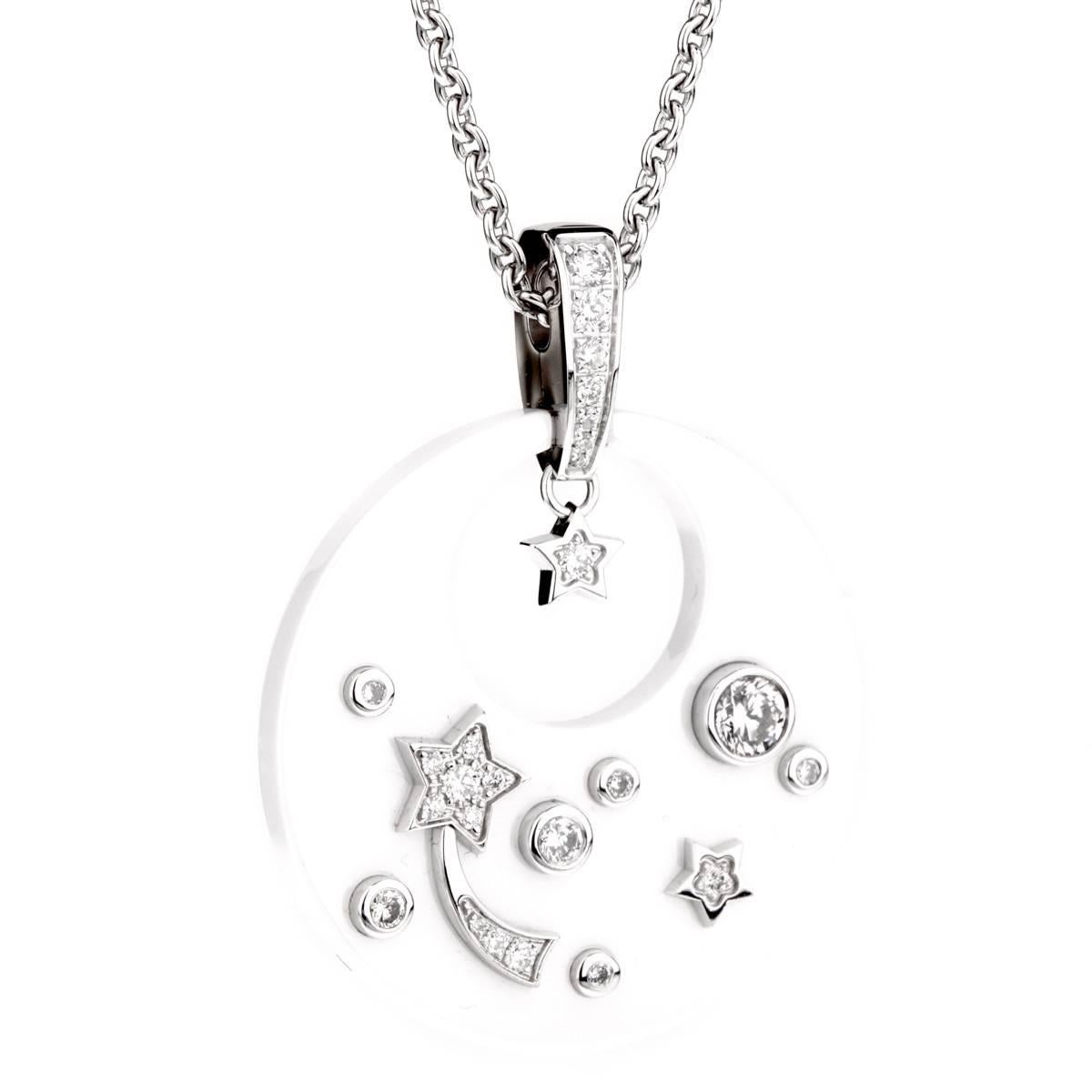 Chanel Comete Ceramic Diamond White Gold Necklace For Sale