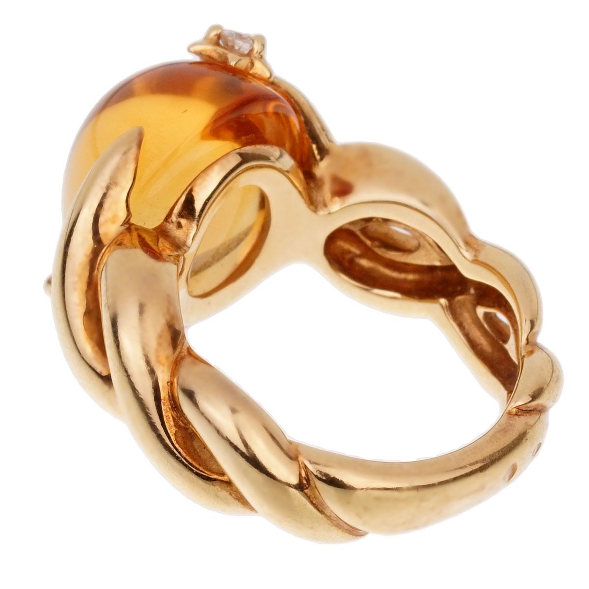 Chanel Comete Citrin-Diamant-Gelbgoldring (Rundschliff) im Angebot