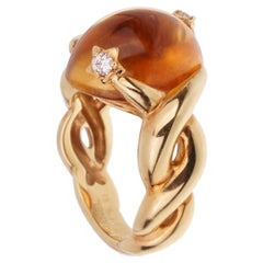 Used Chanel Comete Citrine Diamond Yellow Gold Ring