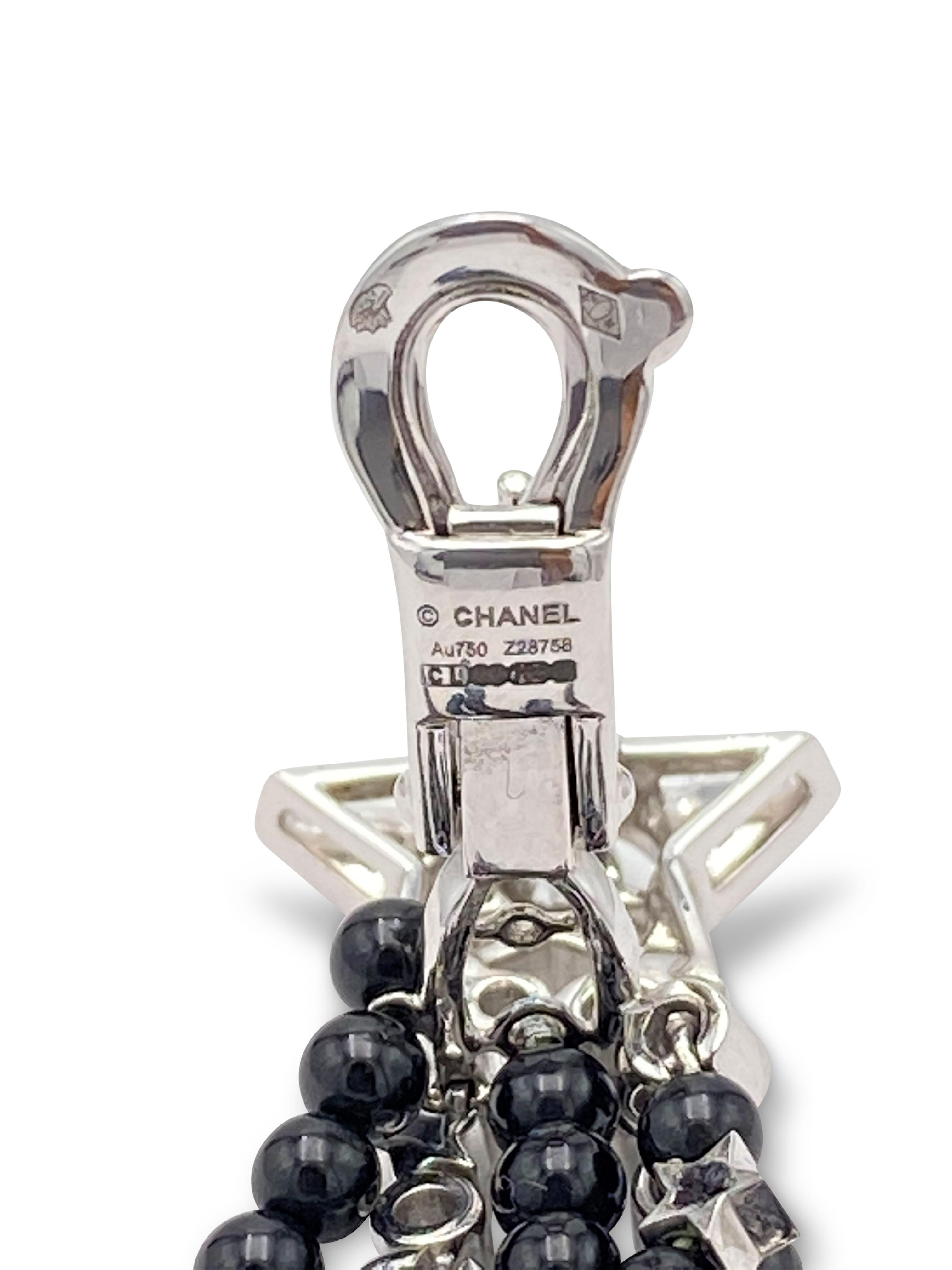 Round Cut Chanel Comète Diamond and Black Spinel Earrings