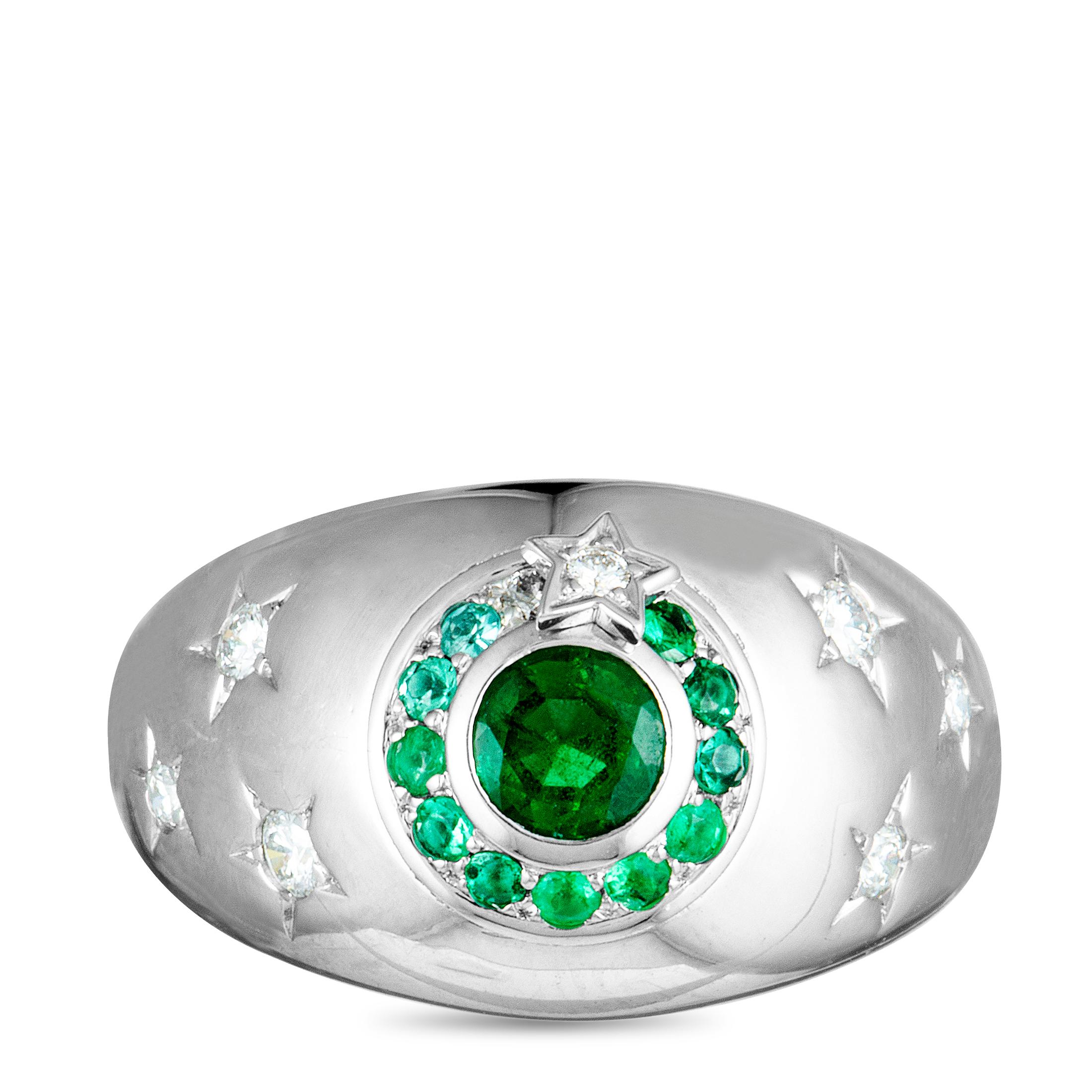 Chanel Comète Diamond and Emerald White Gold Ring 2