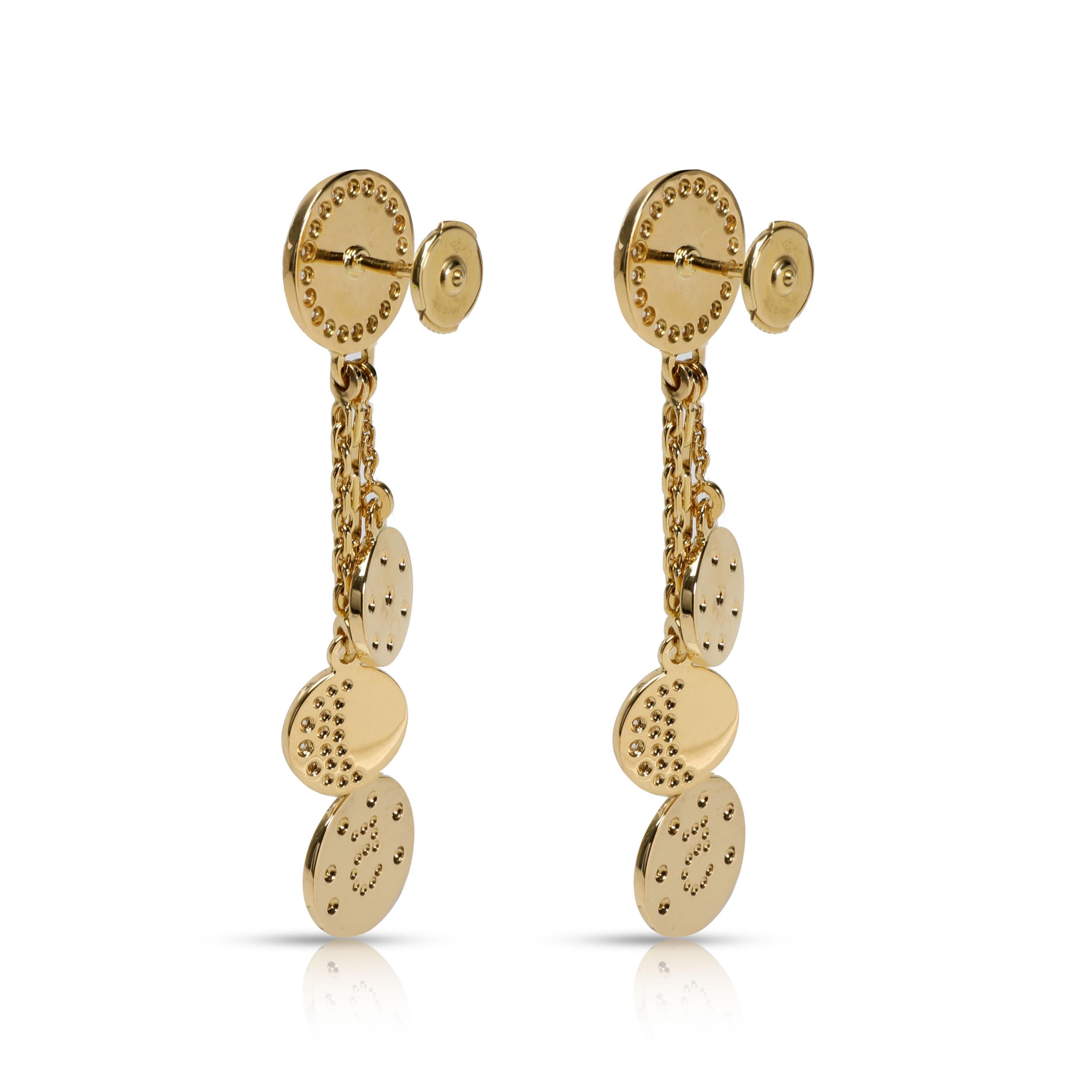 Round Cut Chanel Comete Diamond Earrings in 18 Karat Yellow Gold 1.00 Carat