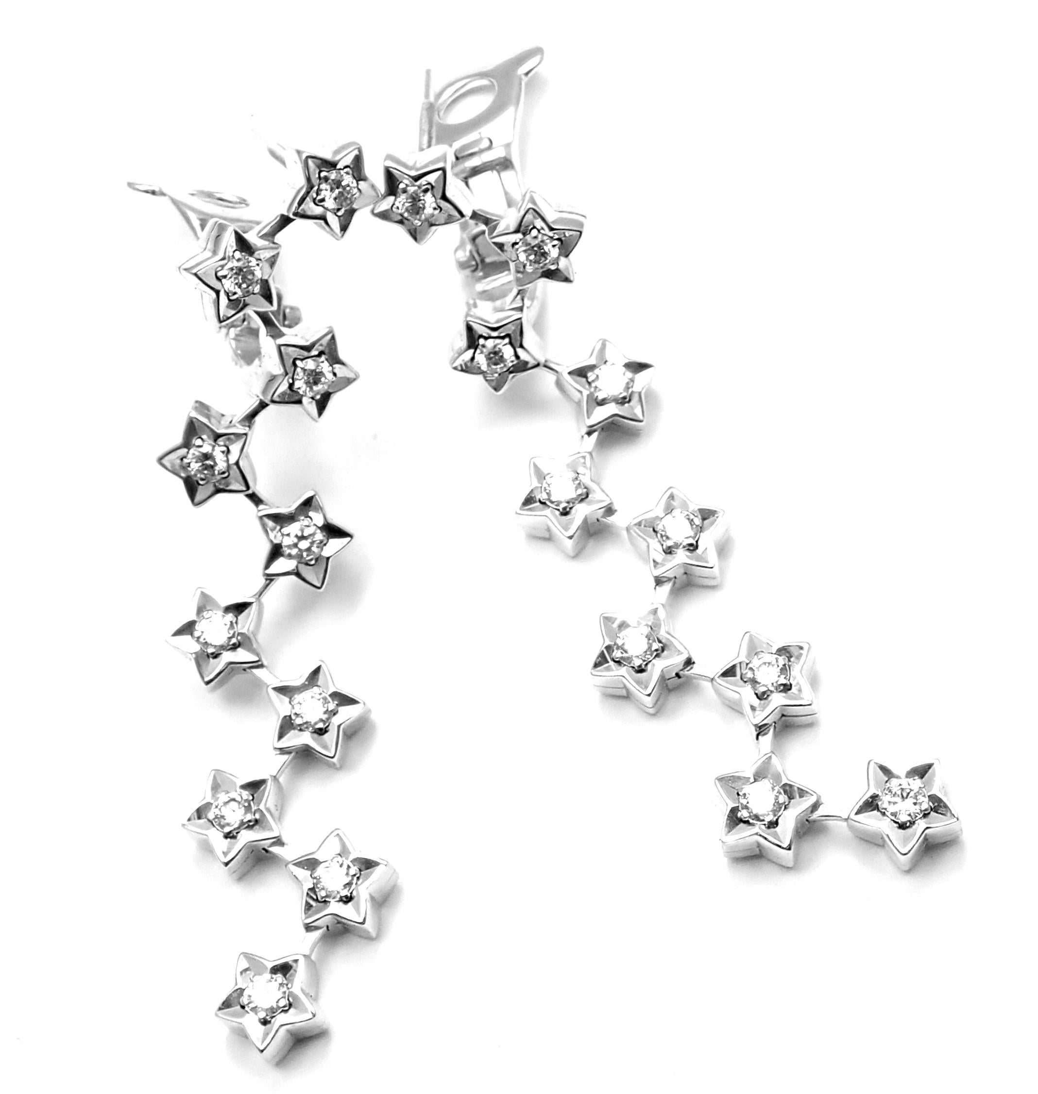 Chanel Comete Diamond Star Motif Gold Drop Earrings 1