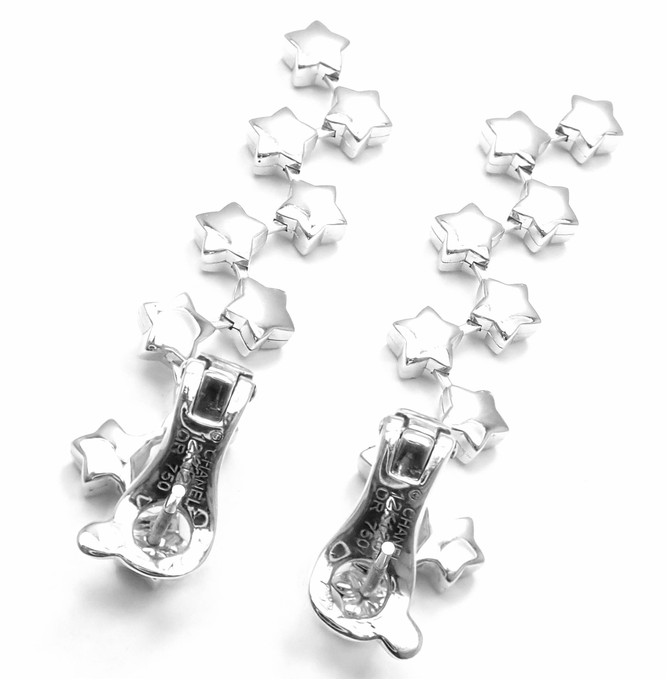 Chanel Comete Diamond Star Motif Gold Drop Earrings 2