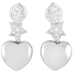 Chanel Comète Heart 18 Karat White Gold Diamond Earrings