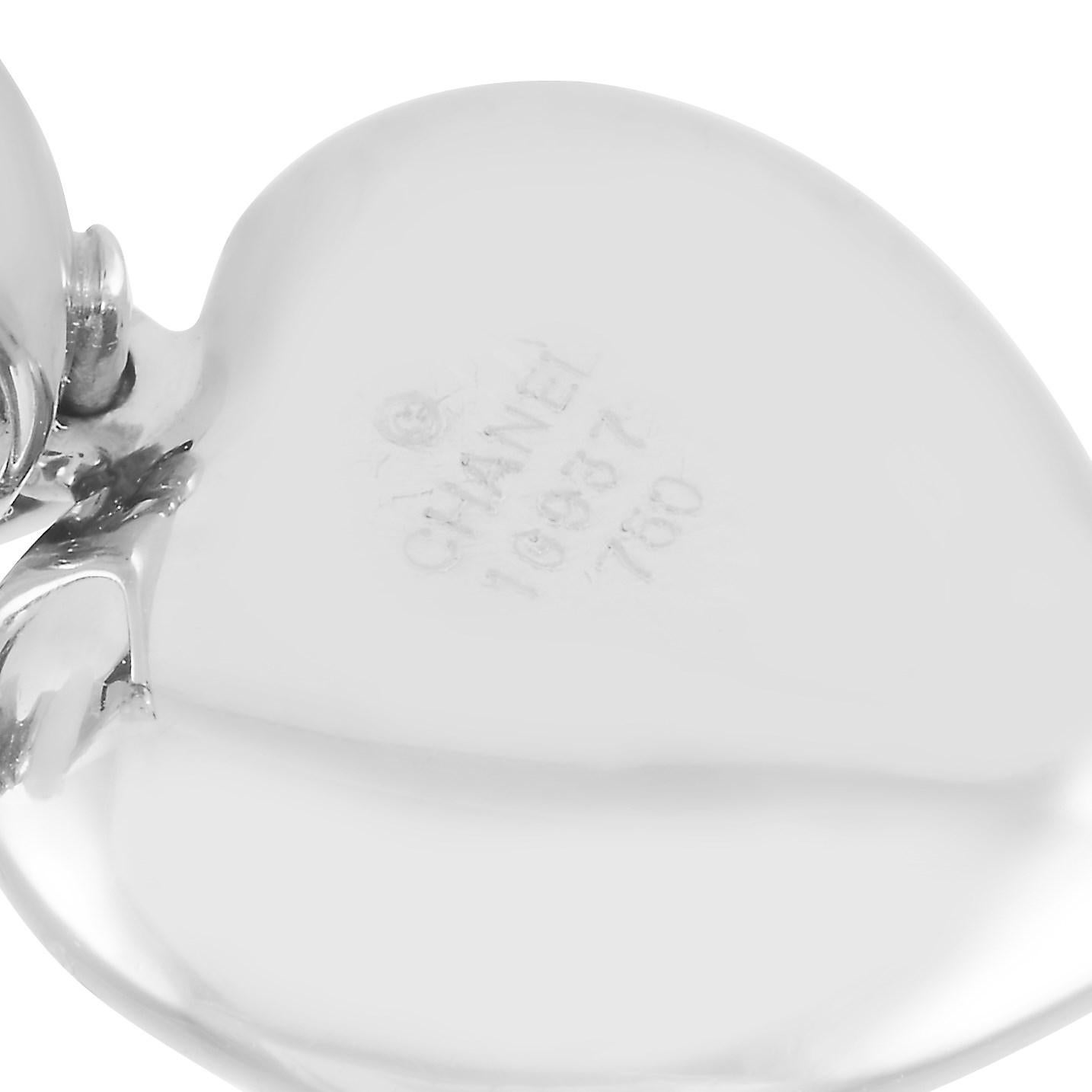 chanel white heart earrings