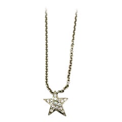 Chanel Comete Pave Diamond Star and 18K White Gold Pendant Necklace