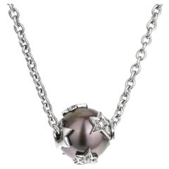 Chanel Comete Pearl Diamond 18k White Gold Vintage Necklace