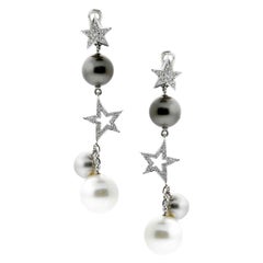 Chanel Comete Pearl Drop Diamond Gold Earrings