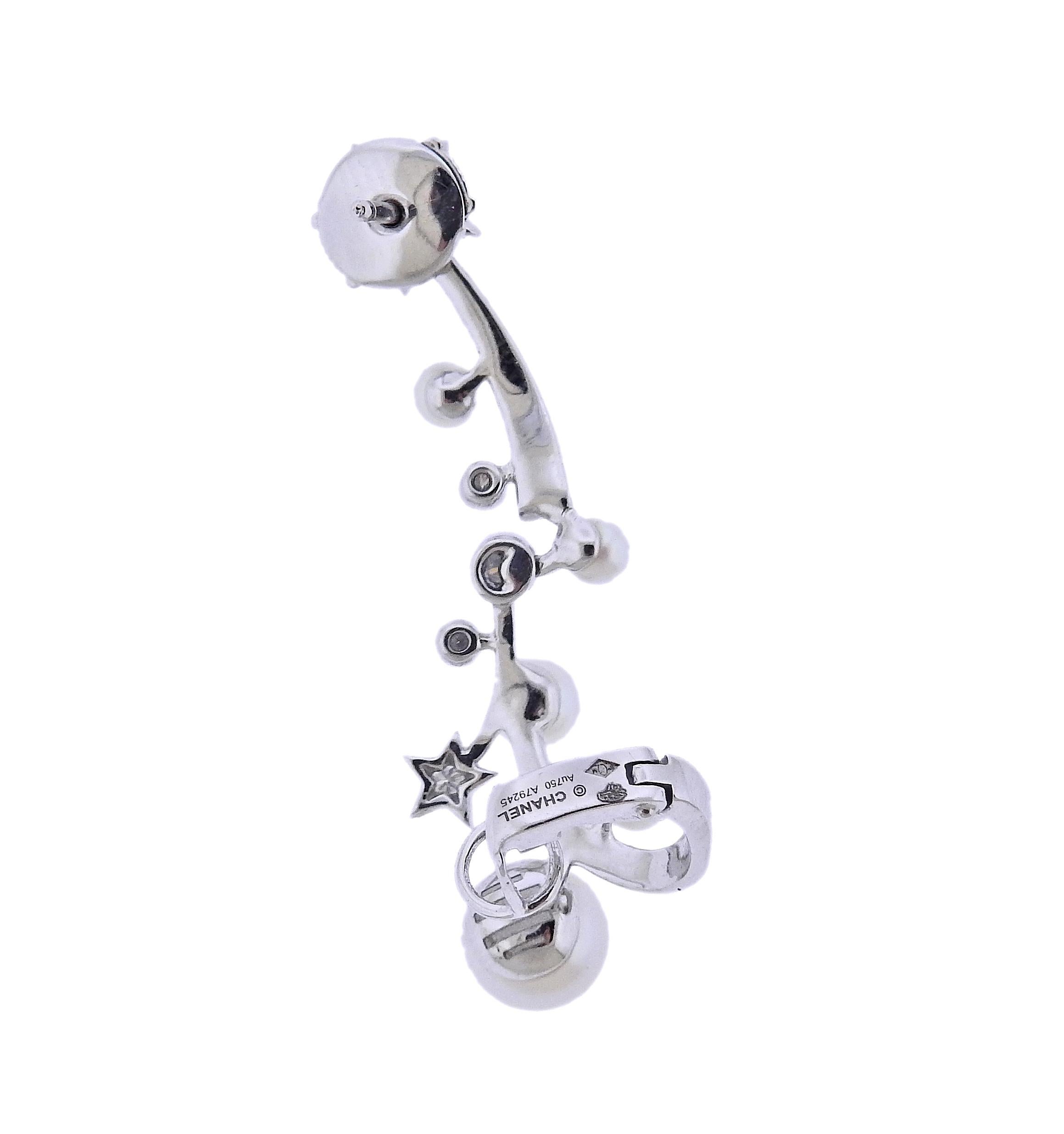 Chanel Comete Perlee Diamant-Perlen-Gold-Ohrring-Manschette (Rundschliff)