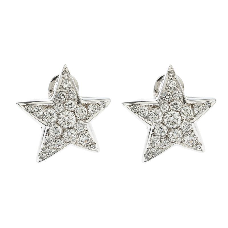 Chanel Comete 18K White Gold & Diamond Star Stud Earrings-DEOCF3907 - Hyde  Park Jewelers