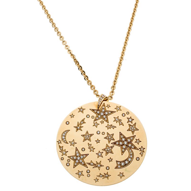 Chanel Comete Star Diamond 18k Yellow Gold Large Pendant Necklace 1