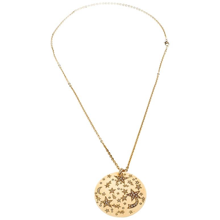 Chanel Comete Star Diamond 18k Yellow Gold Large Pendant Necklace