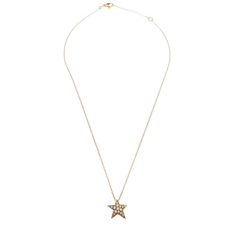 Contemporary Chanel Comete Star Diamond And Yellow Gold Pendant Necklace