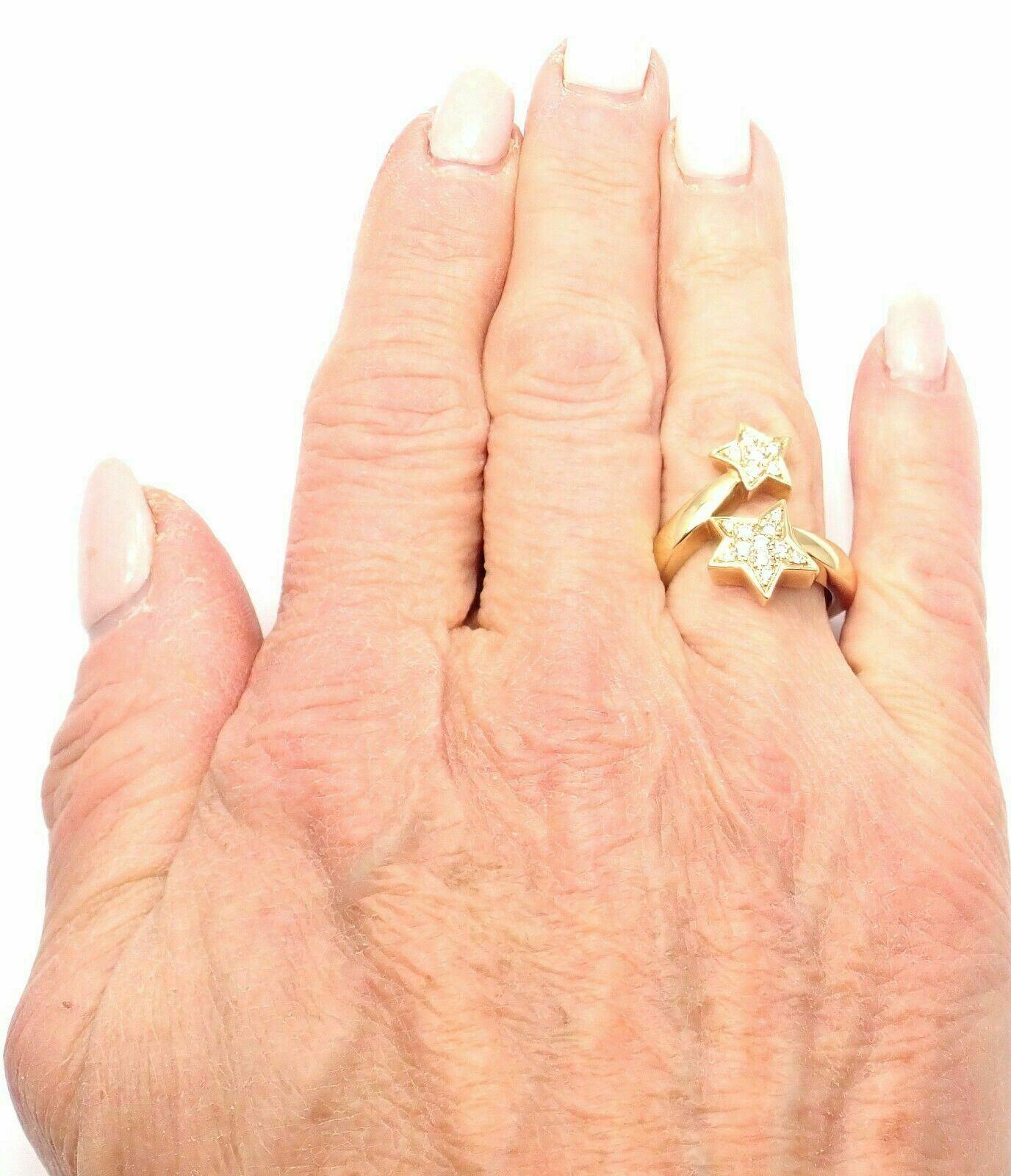 Brilliant Cut Chanel Comete Star Diamond Cocktail Yellow Gold Ring