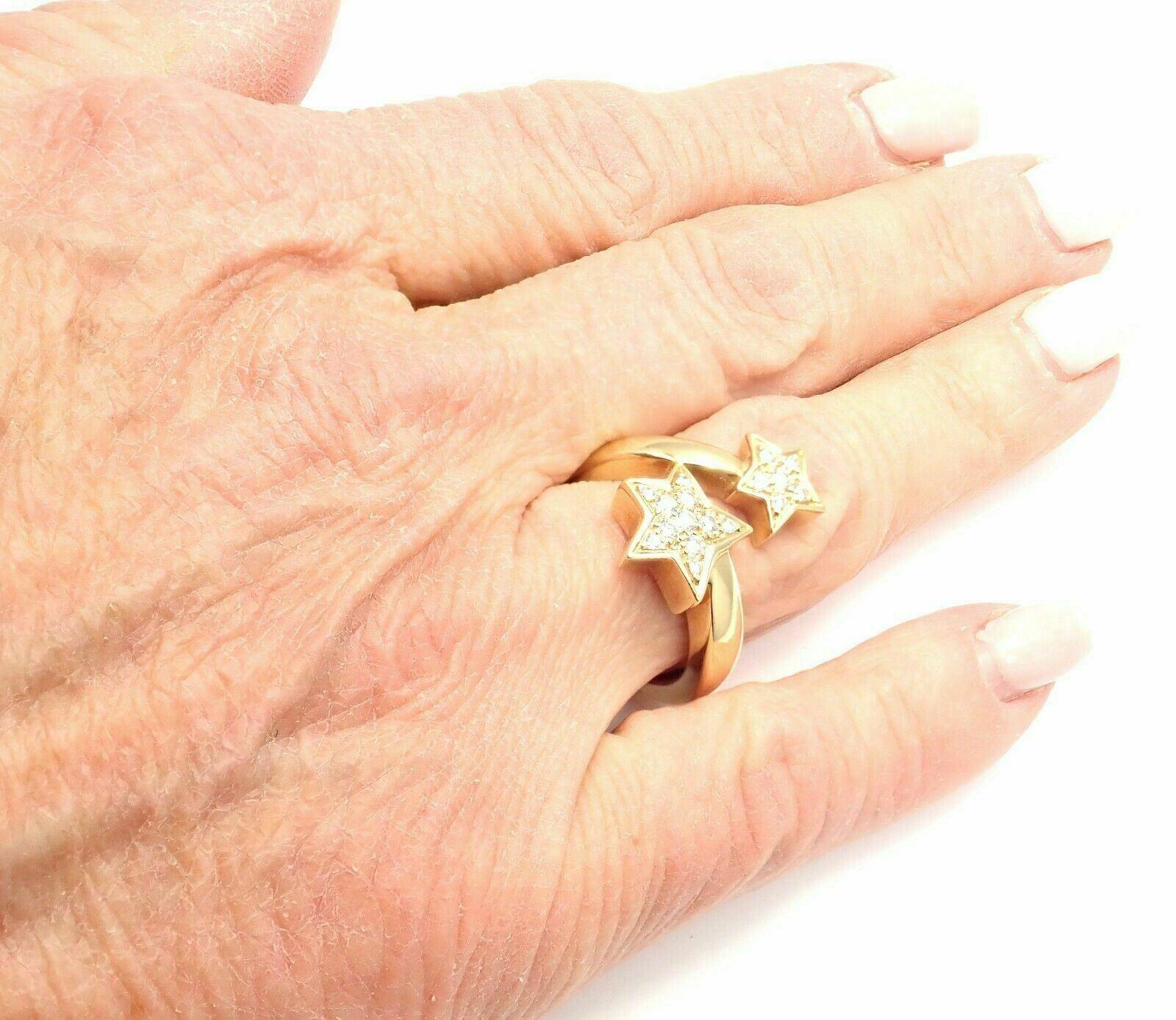 Chanel Comete Star Diamond Cocktail Yellow Gold Ring In Excellent Condition In Holland, PA