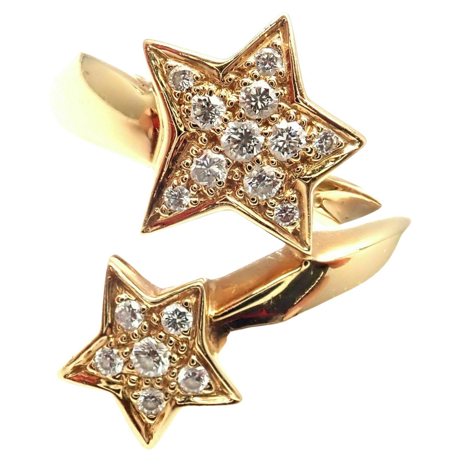 Chanel Comete Star Diamond Cocktail Yellow Gold Ring For Sale