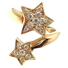 Vintage Chanel Comete Star Diamond Cocktail Yellow Gold Ring