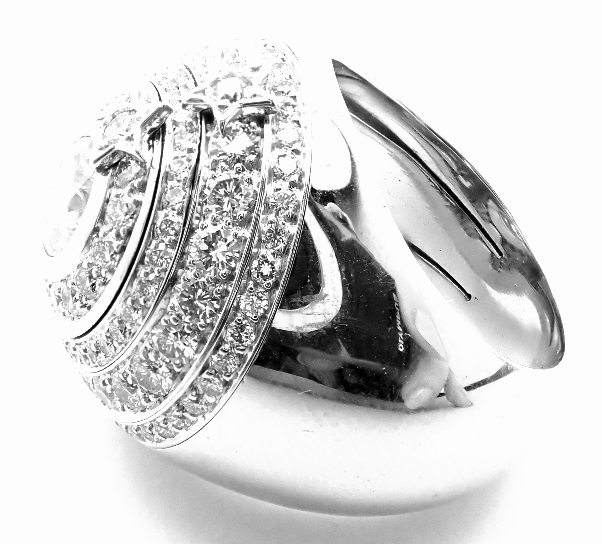 Brilliant Cut Chanel Comete Star Diamond Large Spinning Dome White Gold Cocktail Ring For Sale