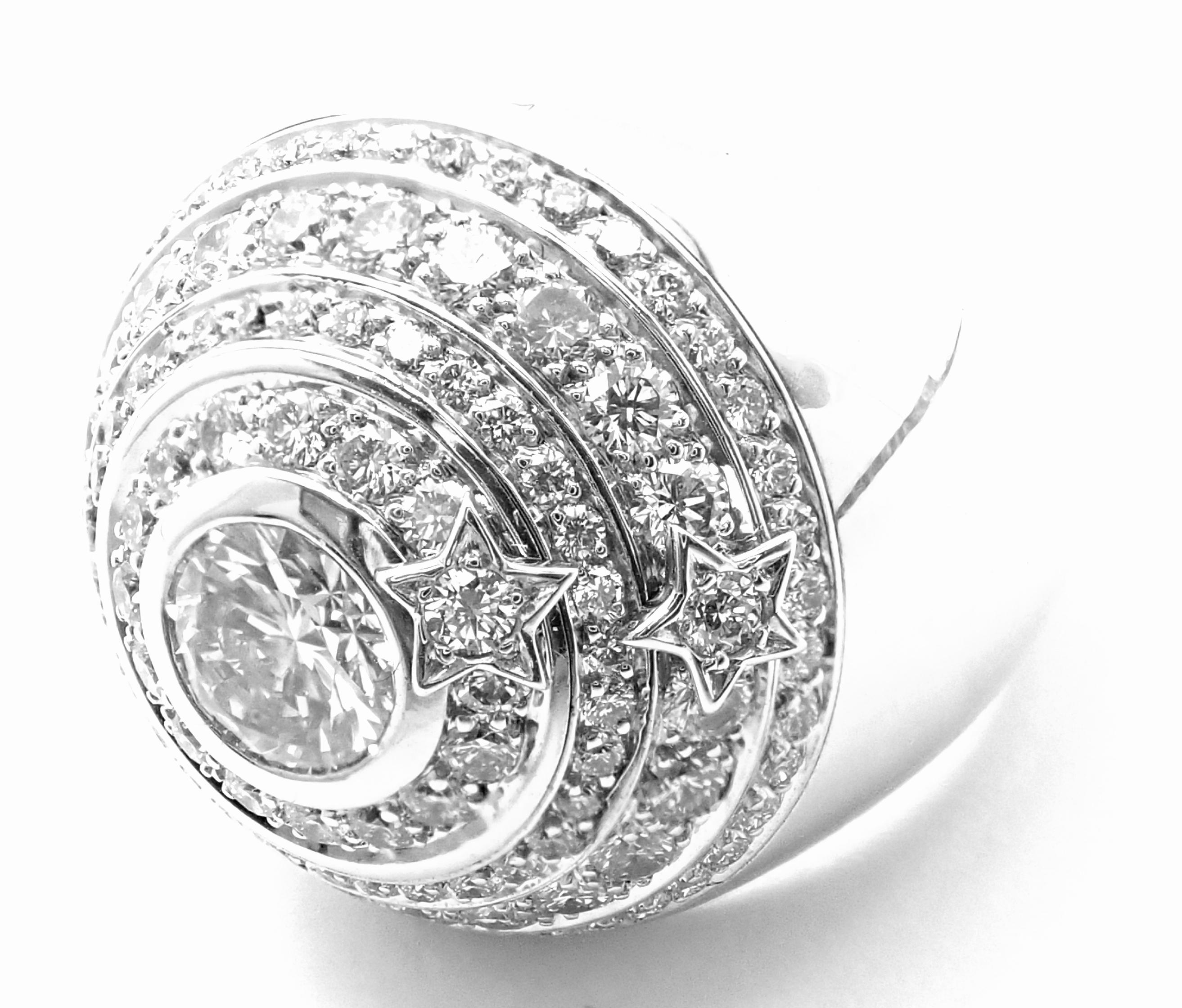Women's or Men's Chanel Comete Star Diamond Large Spinning Dome White Gold Cocktail Ring For Sale
