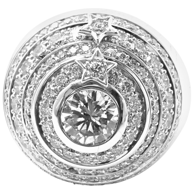 Chanel Comete Star Diamond Large Spinning Dome White Gold Cocktail Ring For  Sale at 1stDibs