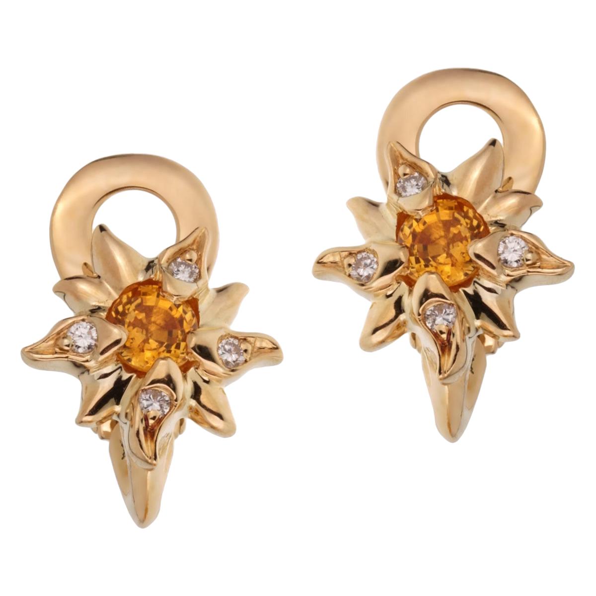 Chanel Comete Yellow Sapphire Diamond Gold Earrings
